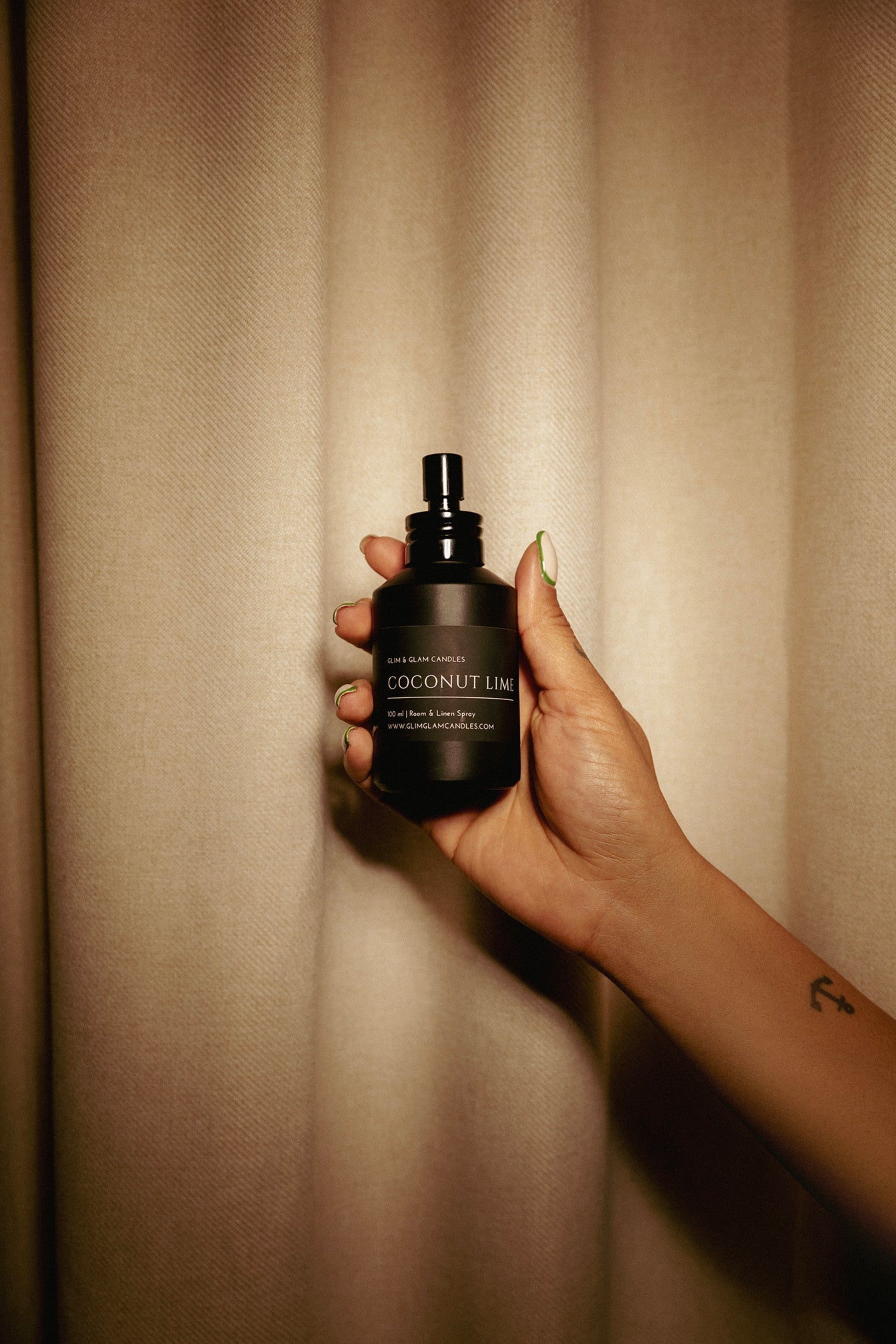 Lifestyle image representing the Room & Fabric Sprays Collection by Glim & Glam, showcasing premium home fragrance sprays in a refined contemporary setting.