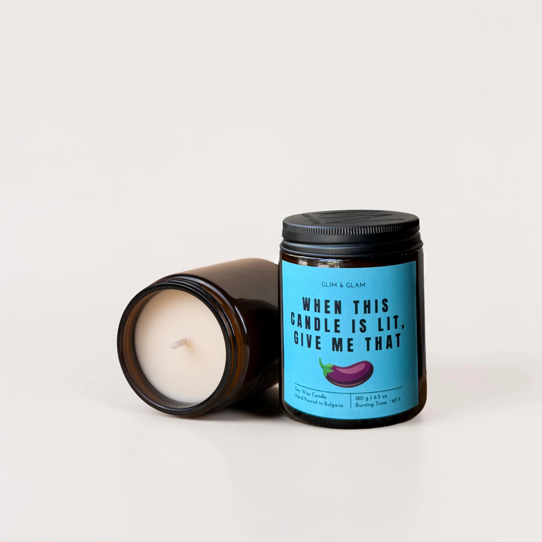 WHEN THIS CANDLE IS LIT... handcrafted soy candle in amber jar, luxury home fragrance by Glim Glam