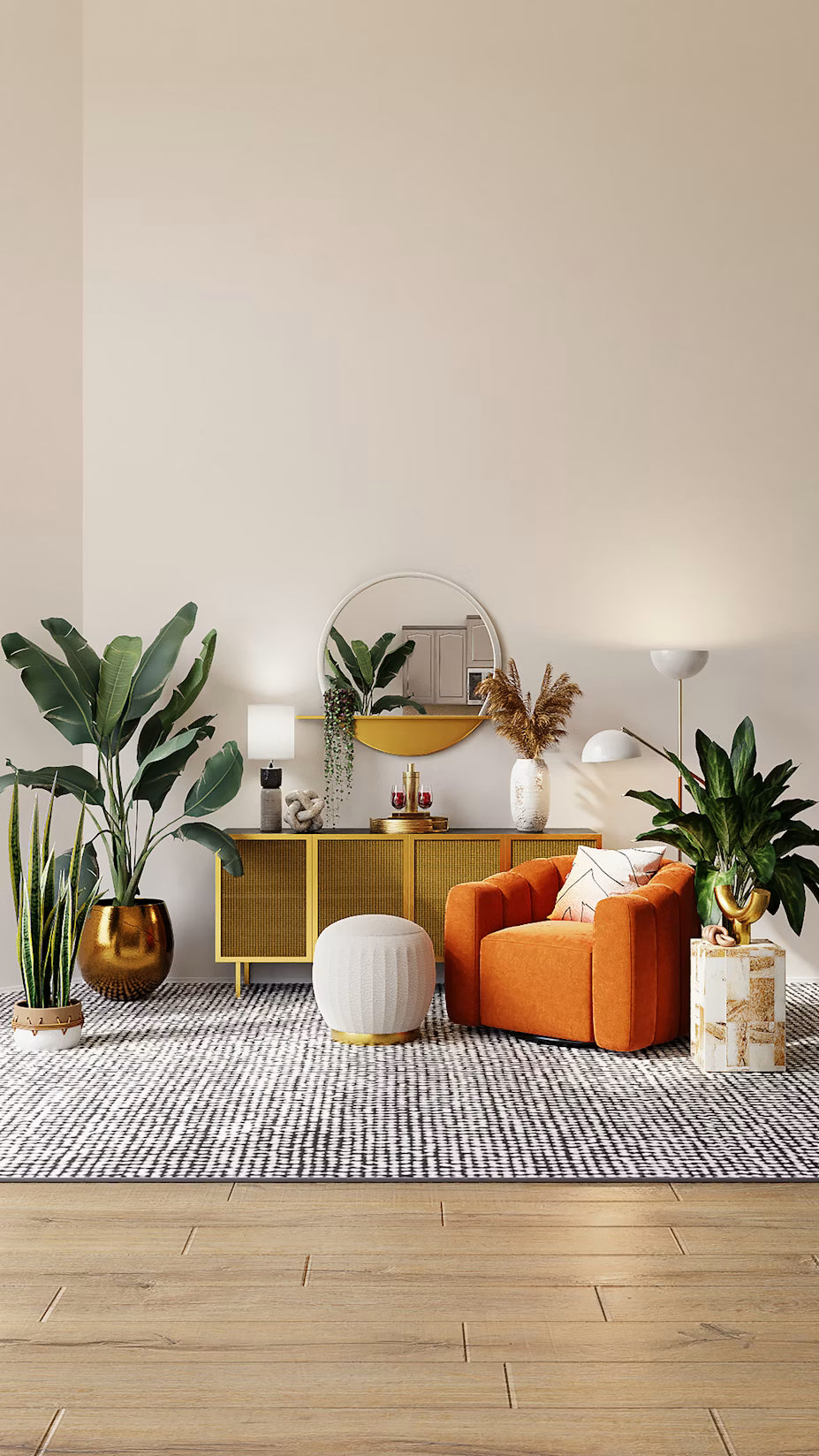 Elegant living room with fresh flowers and soft neutral decor, ideal for floral home fragrances.