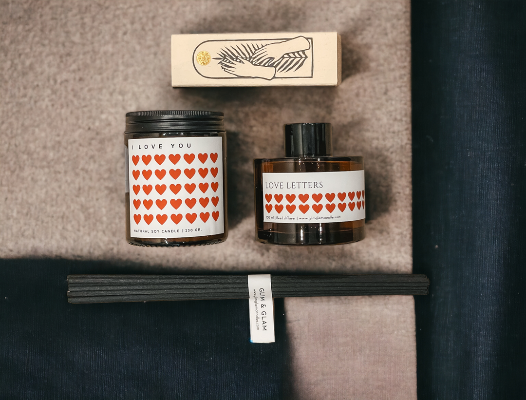 Beautifully curated Glim & Glam gift boxes featuring luxury home fragrance products, thoughtfully packaged for special occasions.